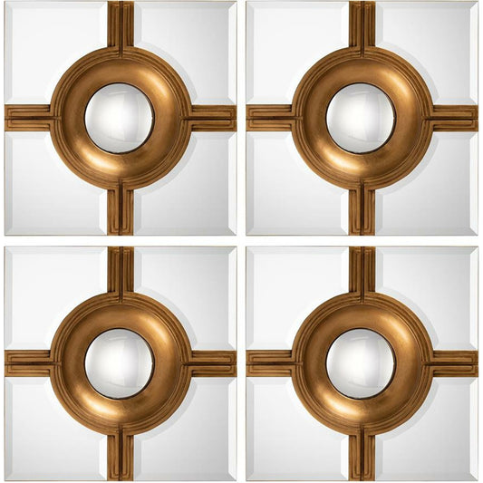 Reflections Mirrors (Set of 4) by John-Richard in new world gold. Made from unique in a coastal style.