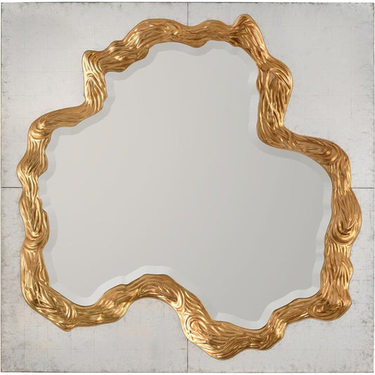 Callahan Mirror by John-Richard in gold. Made from unique in a modern style.