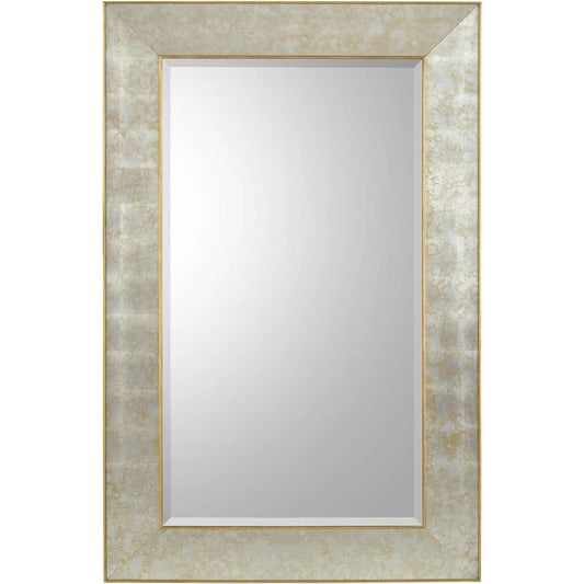 Adelaide Mirror by John-Richard in antiqued gold leaf. Made from unique in a modern style.