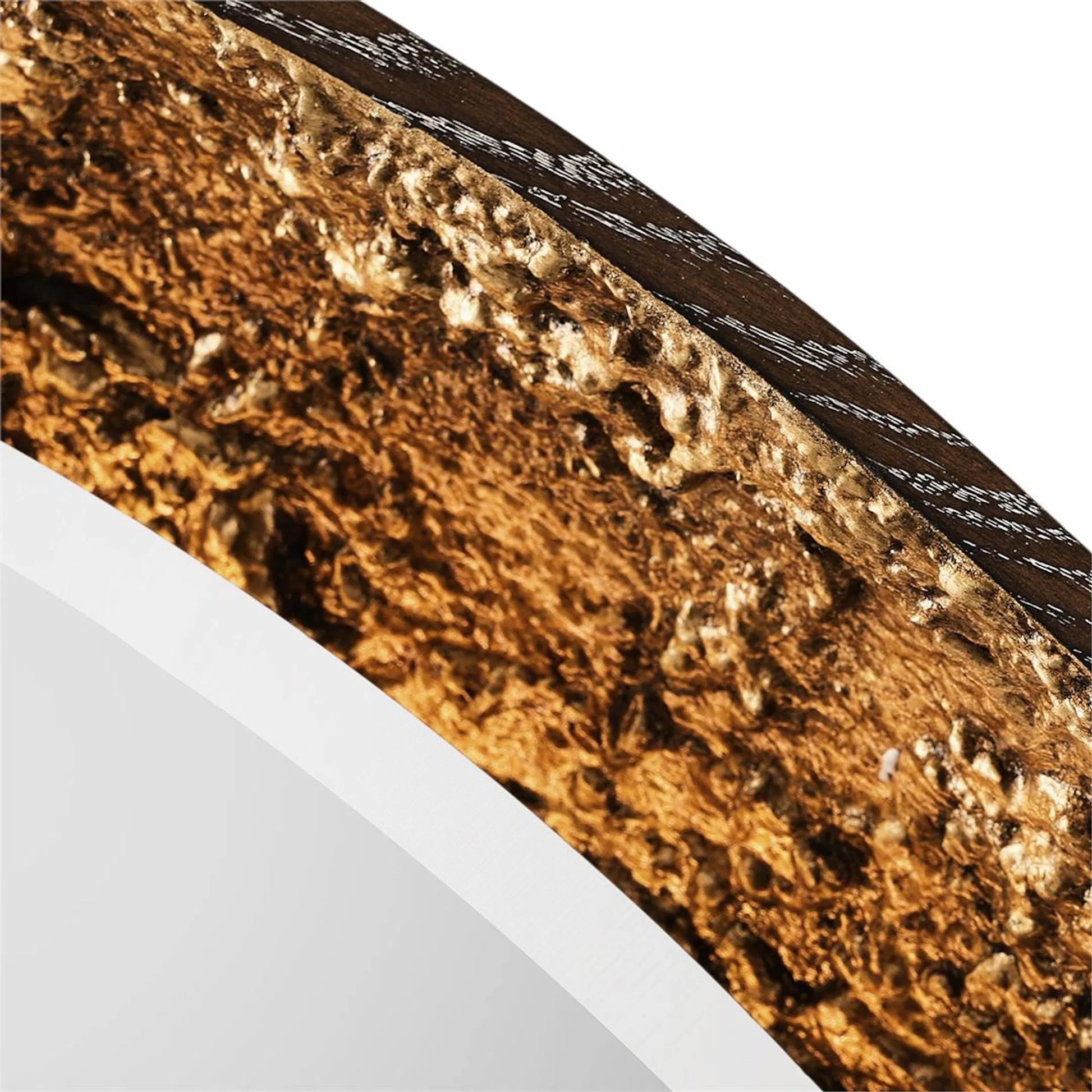 Gilded Oak Round Mirror by John-Richard in nugget gold. Made from unique in a modern style.