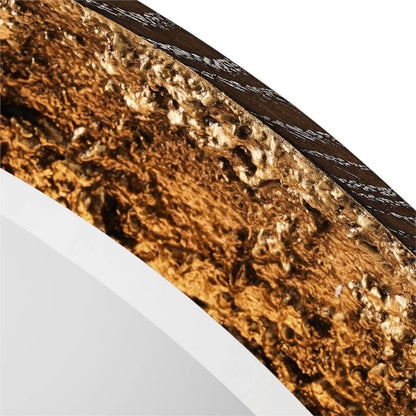 Gilded Oak Round Mirror by John-Richard in nugget gold. Made from unique in a modern style.