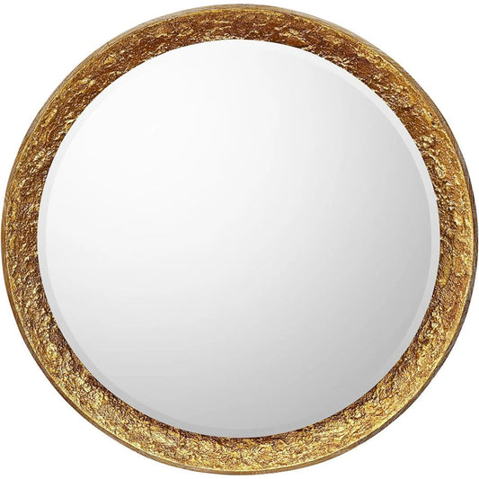 Gilded Oak Round Mirror by John-Richard in nugget gold. Made from unique in a unique style.