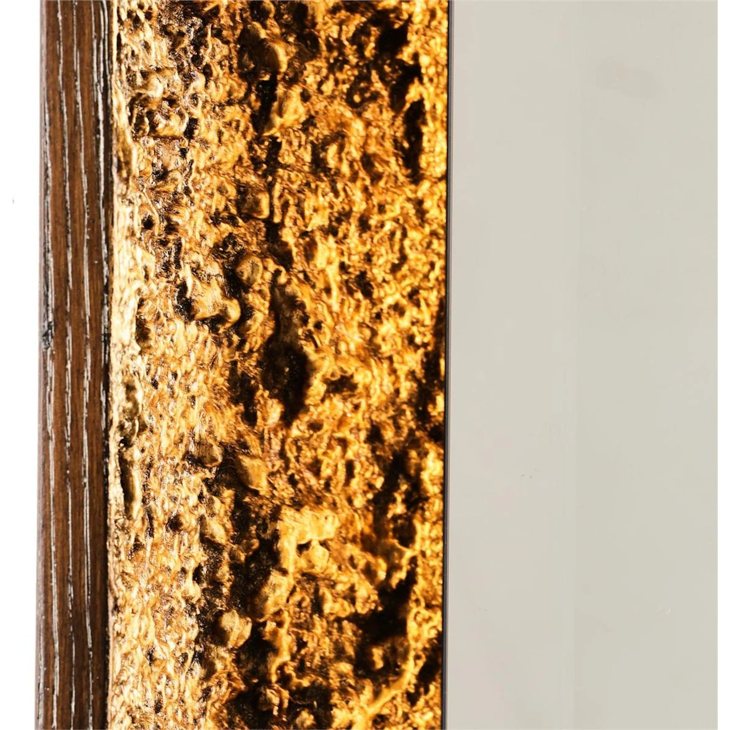 002 SI-2373301 | Closeup | Gilded Oak Rectangular Mirror by John-Richard in nugget gold. Made from unique in a modern style.