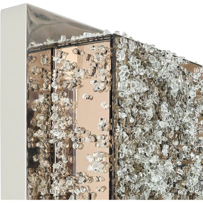 Bansa Mirror by John-Richard in bronze and polished stainless steel. Made from bronze, crushed glass nuggets in a modern style.