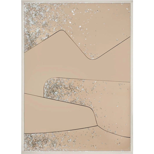 Bansa Mirror by John-Richard in bronze and polished stainless steel. Made from bronze, crushed glass nuggets in a unique style.
