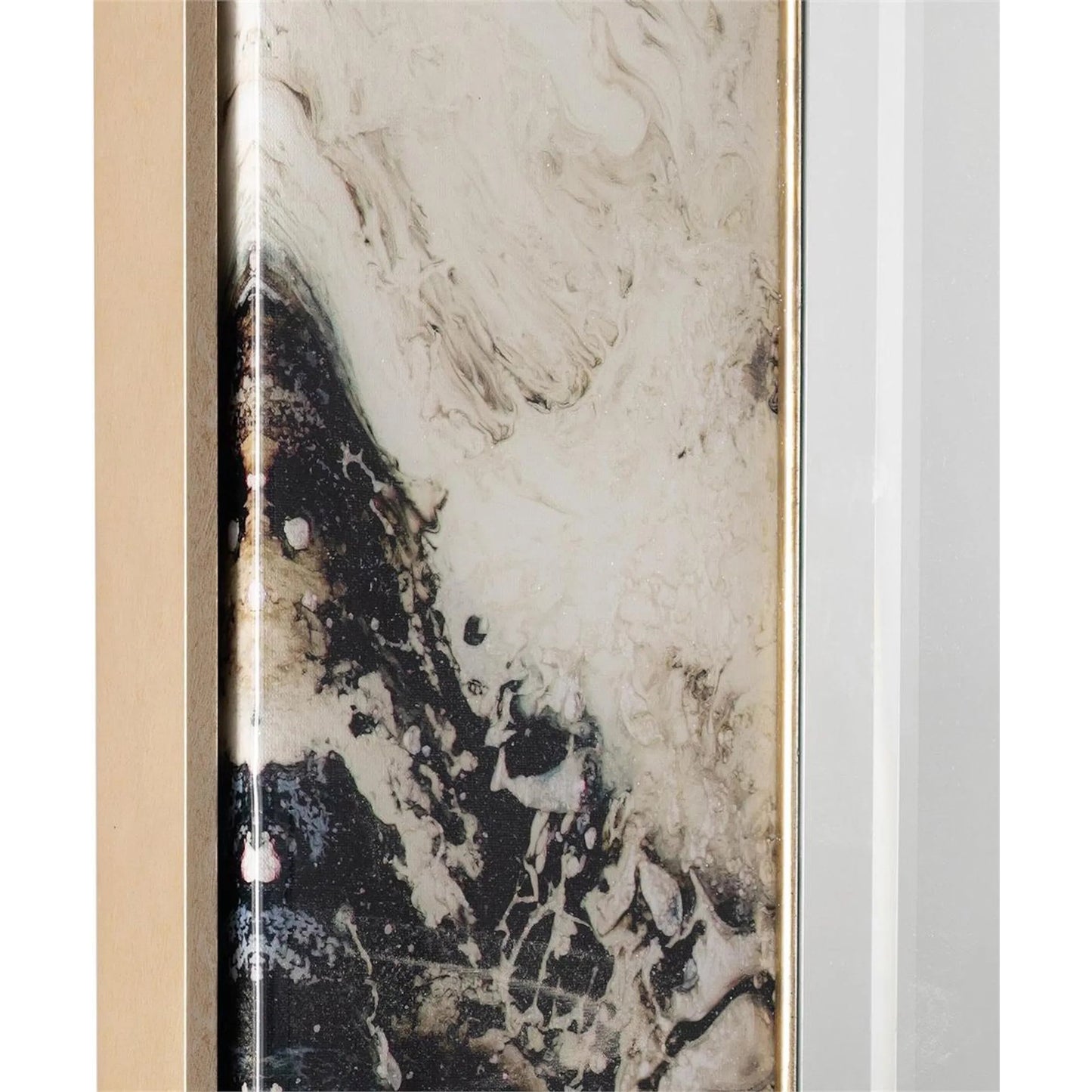 002 SI-2373029 | Closeup | Brendan Parker's Hypnotic Mirror by John-Richard in black, white, brown, champagne silver and glossy vitreous. Made from glass in a modern style.
