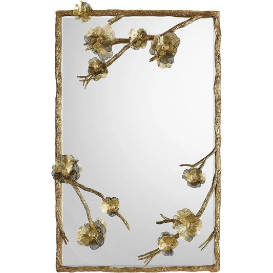 Golden Camellia Mirror by John-Richard. Made from unique in a unique style.