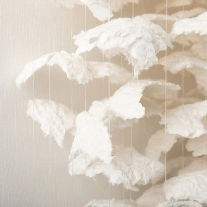 Ethereal Wreath by John-Richard in white, off-white. Made from paper, linen, thread, acrylic in a transitional style.