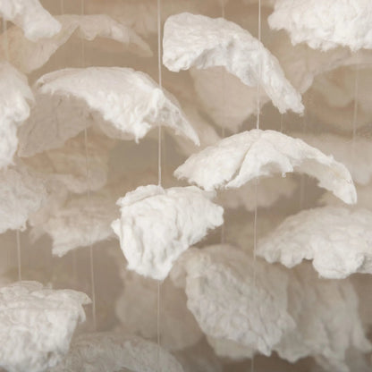 Ethereal Wreath by John-Richard in white, off-white. Made from paper, linen, thread, acrylic in a transitional style.