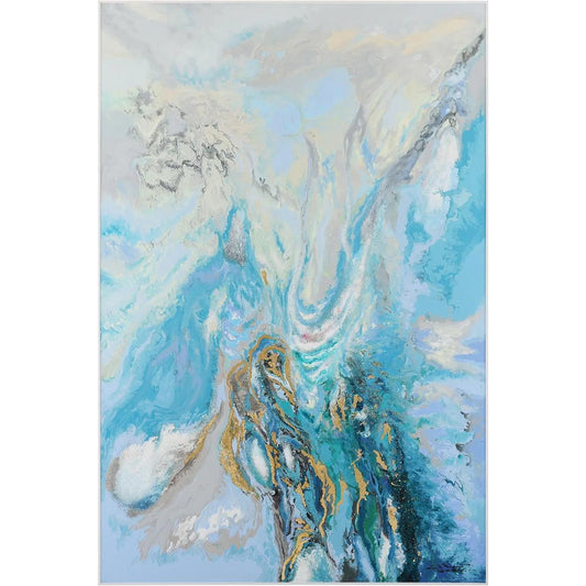 Boundless Horizons by John-Richard in blue, green, gold, white, gray. Made from aluminum, canva in a unique style.
