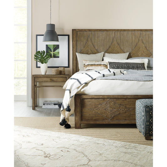 Sundance Nightstand by Hooker Furniture in cliffside. Made from pecan veneers, felt panel, self-closing undermount drawer guides, solid-wood edge top in a traditional style.