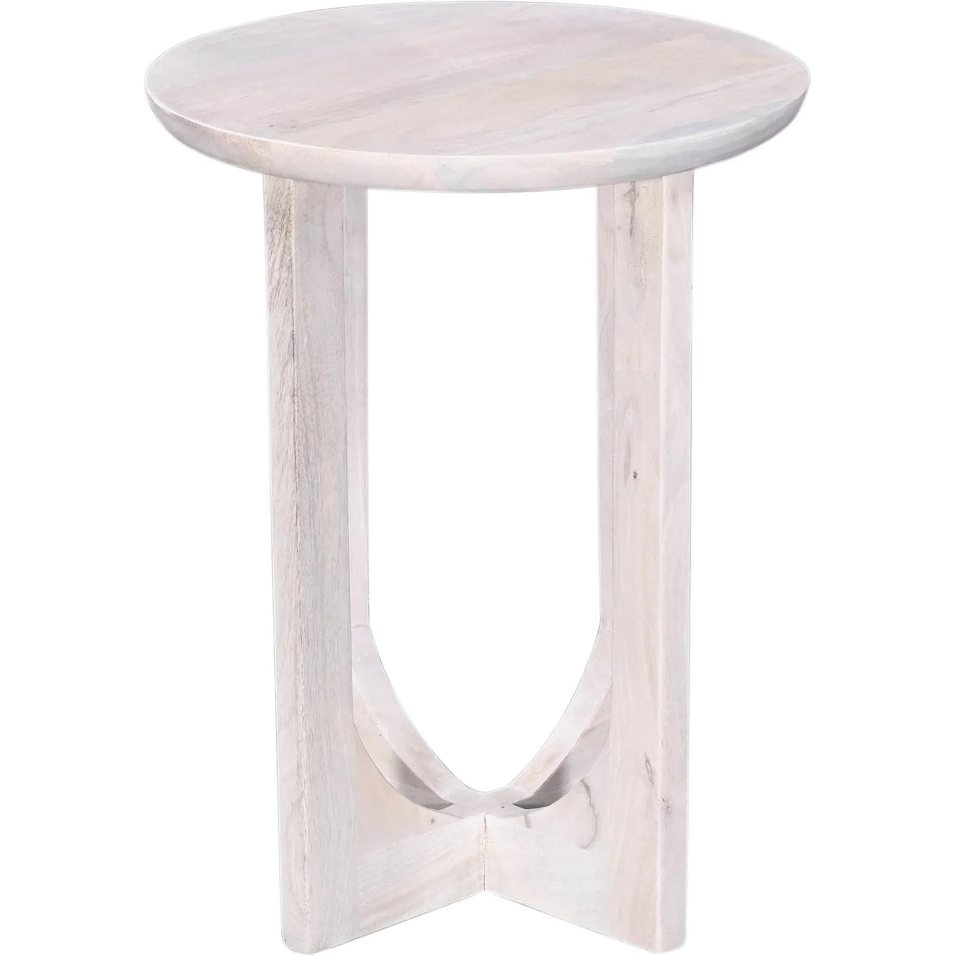 Sasha Side Table by LH Imports in white and whitewash. Made from mango wood in a unique style.