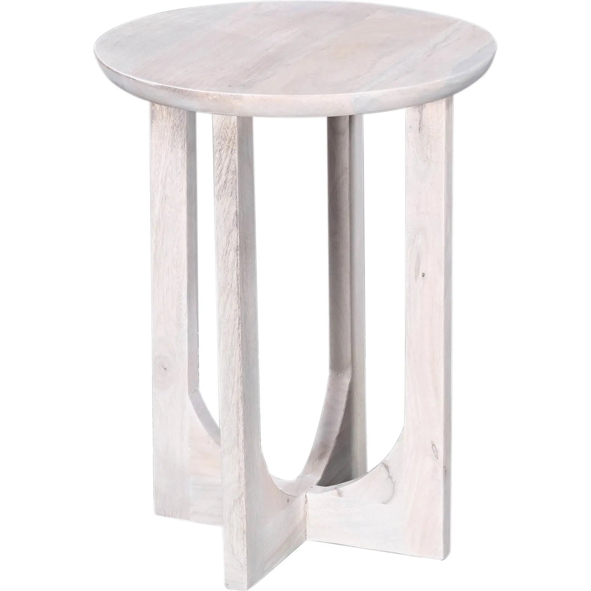 Sasha Side Table by LH Imports in white and whitewash. Made from mango wood in a unique style.