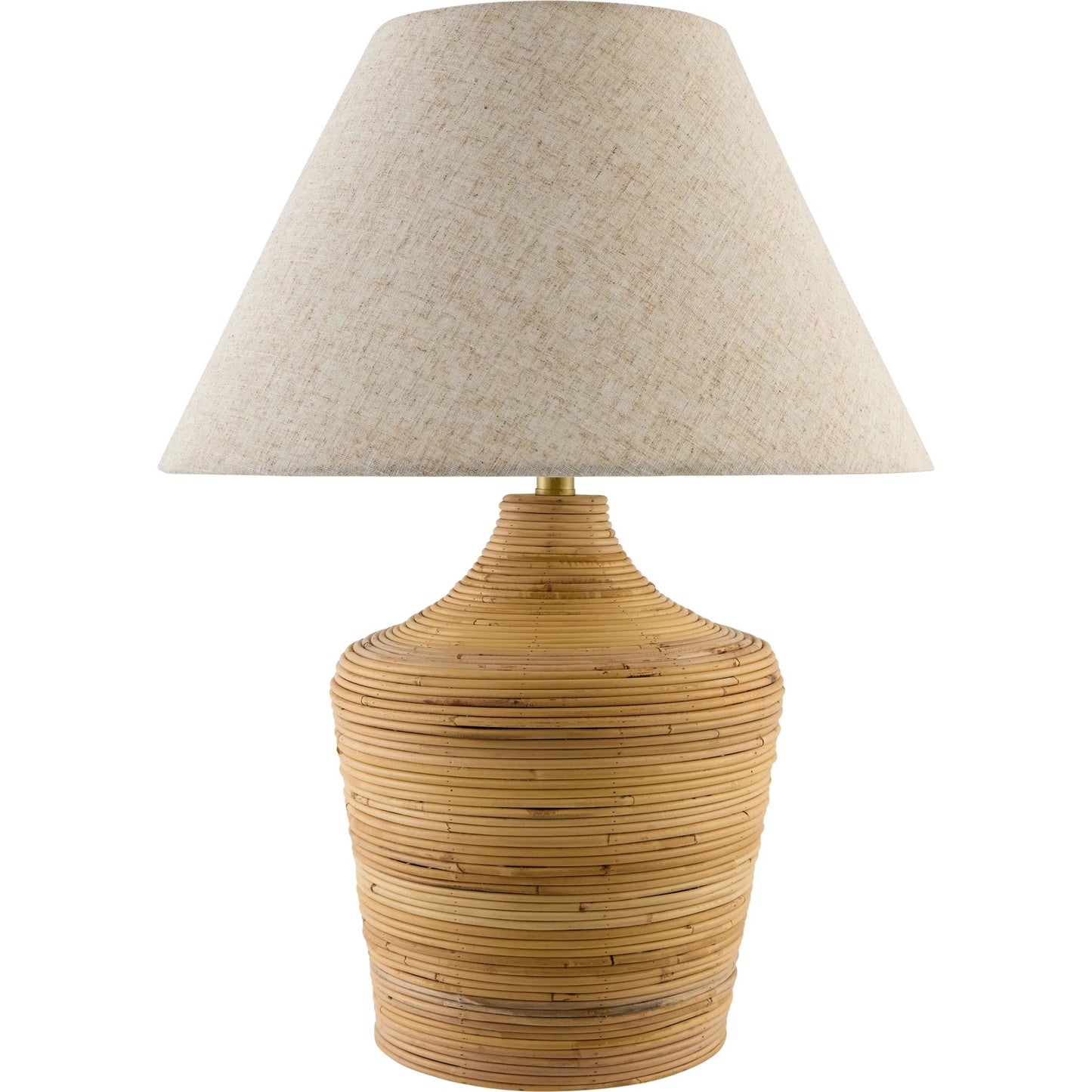 001 SI-2258863 | Primary Silo | Jussac Accent Table Lamp by Surya in beige, translucent, white, metallic brass and natural. Made from rattan, linen, polyester, iron in a transitional style.