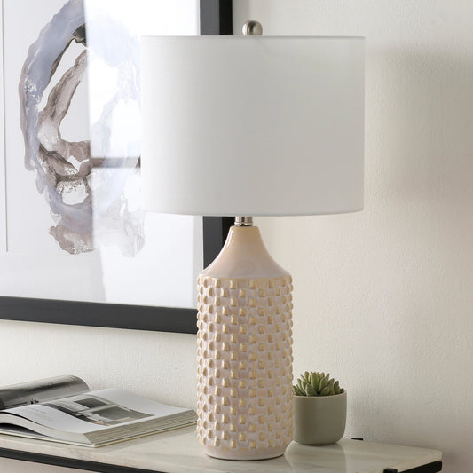 Jessore - 29891 by Livabliss in white and glazedmetallic. Made from linen, polyester, ceramic, metal in a coastal style.