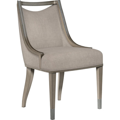 Cove Side Chair by A.R.T. Furniture in grey and mica. Made from rubberwood solids, foam, fabric, metal in a traditional style.