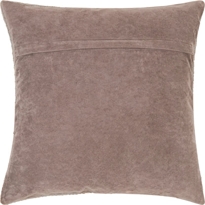 Joshua Pillow - 23354 by Surya in metallic - silver, ash, off-white. Made from front: 100% leather, back: 100% polyester in a modern style.