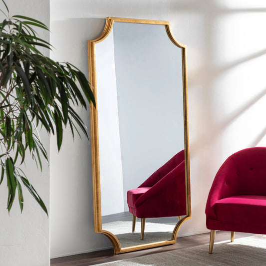 Joslyn Mirror by Surya in frame: gold and leaf. Made from frame (substrate): manufactured wood in a modern style.