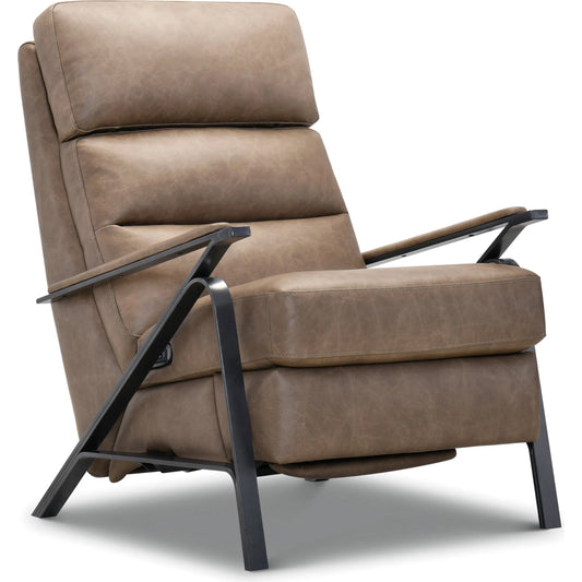 Elixir Power Recliner with Power Headrest by Hooker Furniture in dark gunmetal metal. Made from leather in a traditional style.