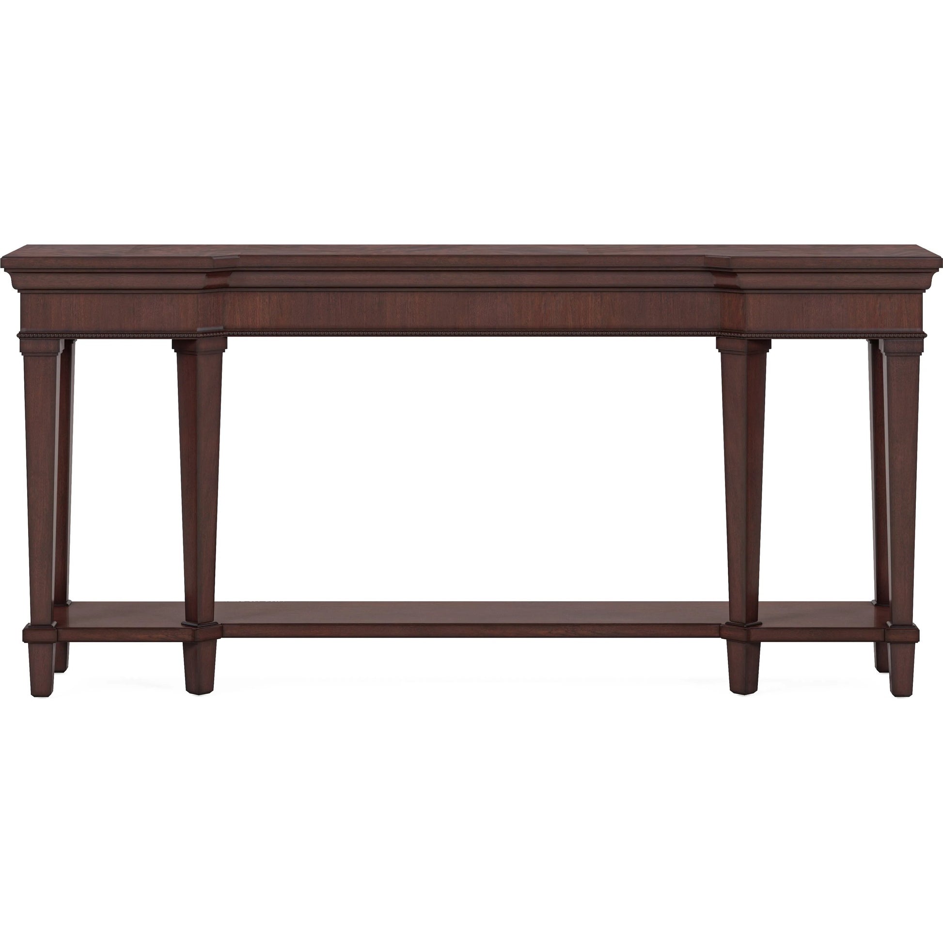 Revival Console Table by A.R.T. Furniture in brown and napa mahogany. Made from rubberwood solids, quarter mahogany veneer, resin in a traditional style.