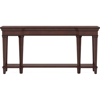 Revival Console Table by A.R.T. Furniture in brown and napa mahogany. Made from rubberwood solids, quarter mahogany veneer, resin in a traditional style.