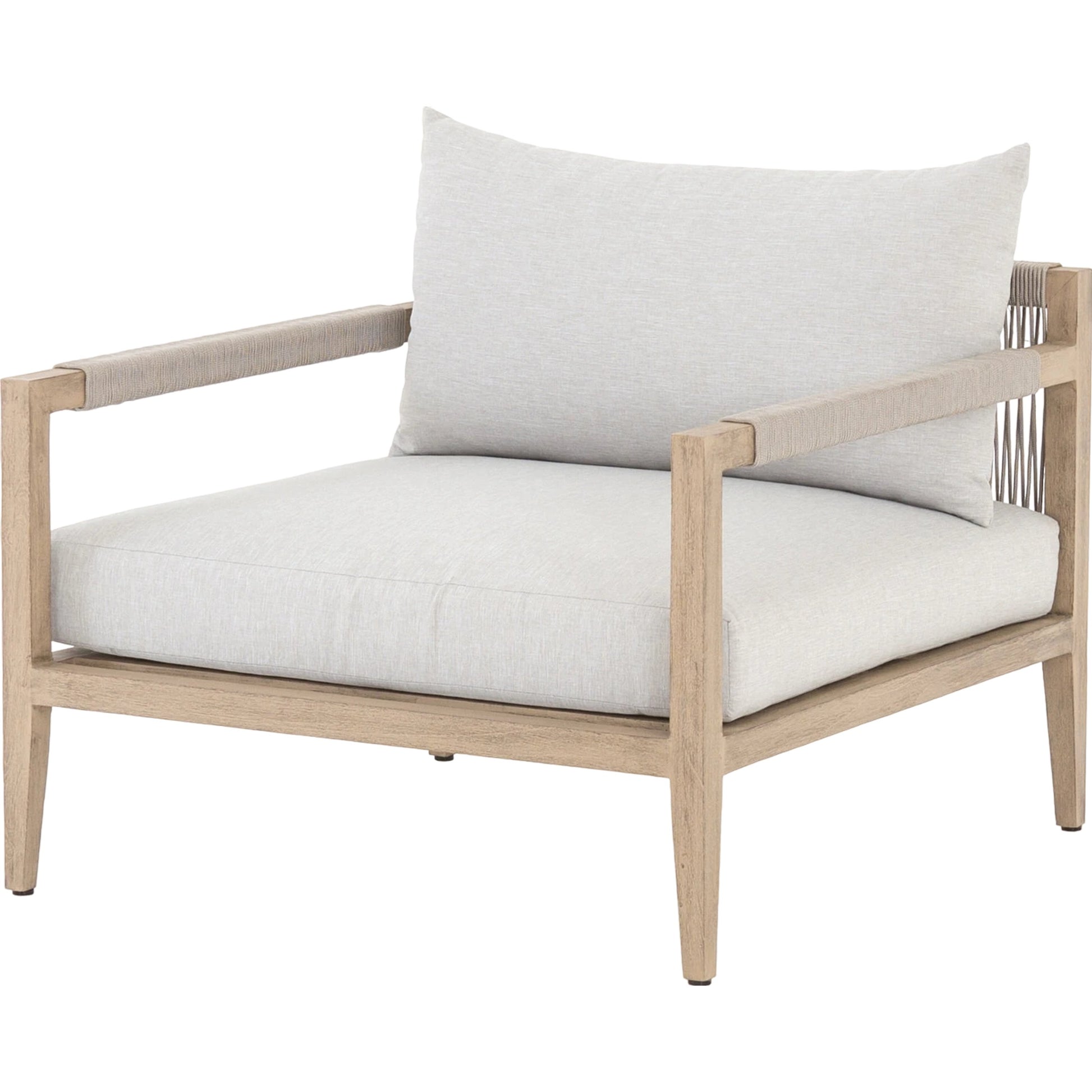 Sherwood Outdoor Chair, Washed Brown by Four Hands. Made from 100% olefin, solid fsc®-certified teak, 100% polypropylene in a coastal style.