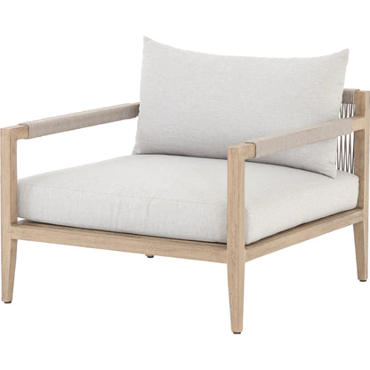 Sherwood Outdoor Chair, Washed Brown by Four Hands. Made from 100% olefin, solid fsc®-certified teak, 100% polypropylene in a coastal style.