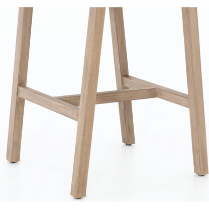 Delano Outdoor Bar Stool by Four Hands. Made from solid fsc®-certified teak, 100% polypropylene in a coastal style.