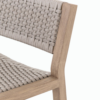 Delano Outdoor Bar Stool by Four Hands. Made from solid fsc®-certified teak, 100% polypropylene in a coastal style.