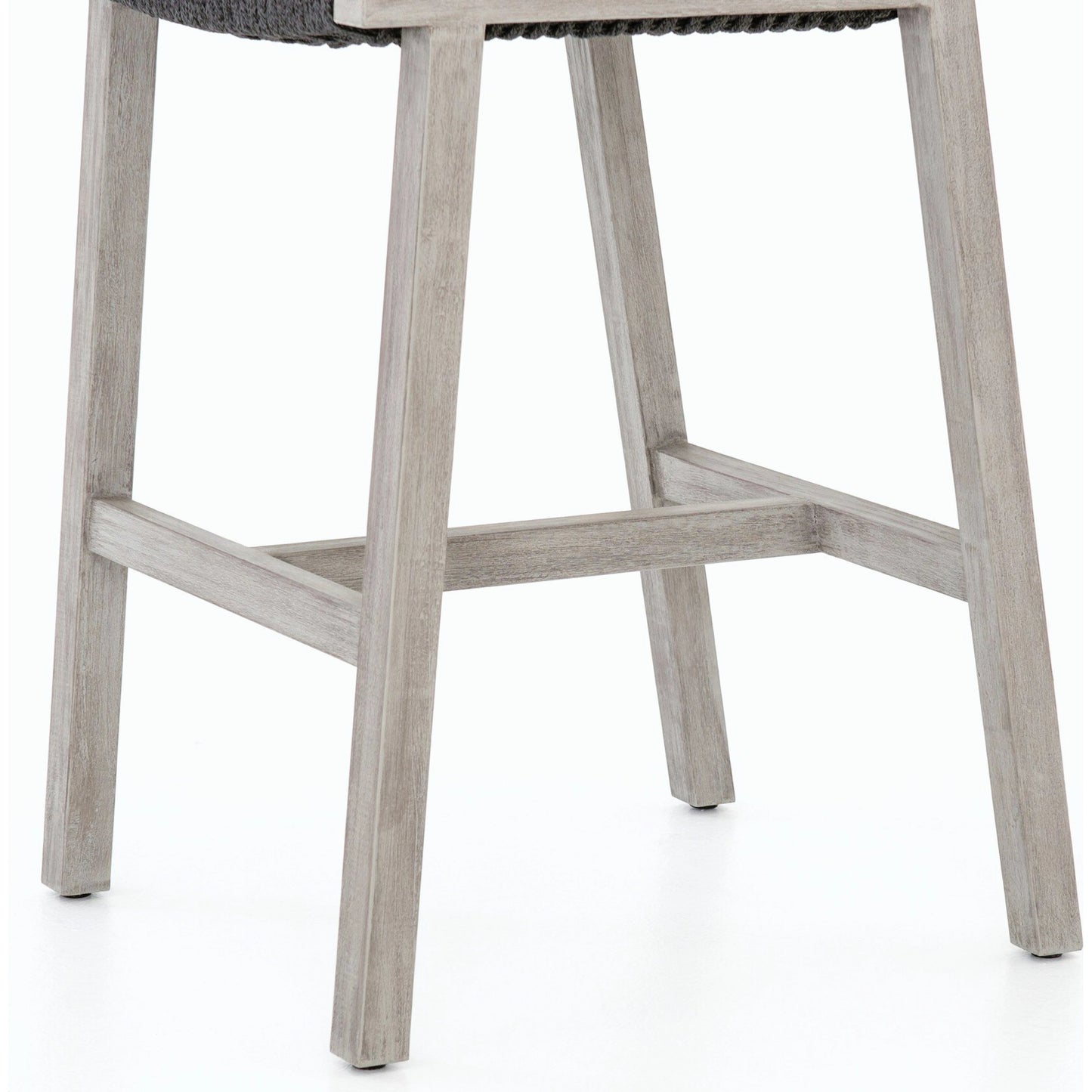 098 SR-711974 | Closeup | Delano Outdoor Bar Stool by Four Hands. Made from solid fsc®-certified teak, 100% polypropylene in a coastal style.