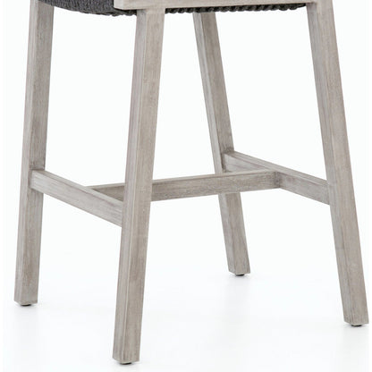 Delano Outdoor Bar Stool by Four Hands. Made from solid fsc®-certified teak, 100% polypropylene in a coastal style.