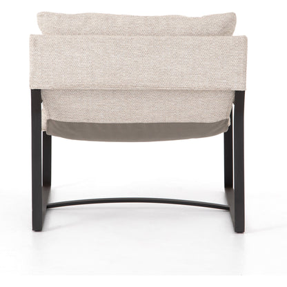 Avon Outdoor Sling Chair by Four Hands in faye sand, bronze. Made from 100% olefin, aluminum, 59% polyurethane foam, 30% polyester fiber, 11% polyester fiber batting in a modern style.