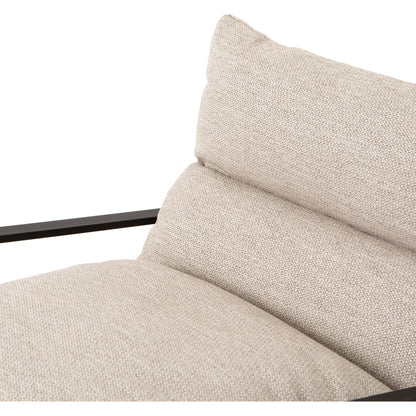 Avon Outdoor Sling Chair by Four Hands in faye sand, bronze. Made from 100% olefin, aluminum, 59% polyurethane foam, 30% polyester fiber, 11% polyester fiber batting in a modern style.