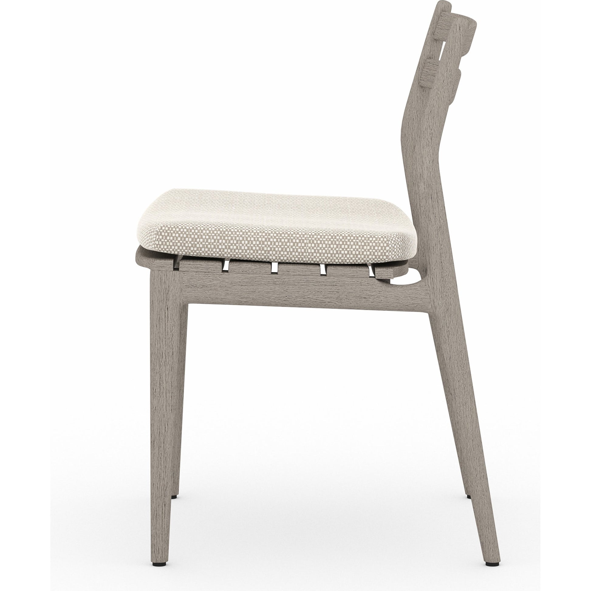 Atherton Outdoor Dining Chair by Four Hands. Made from 100% olefin, solid fsc®-certified teak, 91% polyurethane foam pad, 9% polyester fiber batting in a coastal style.