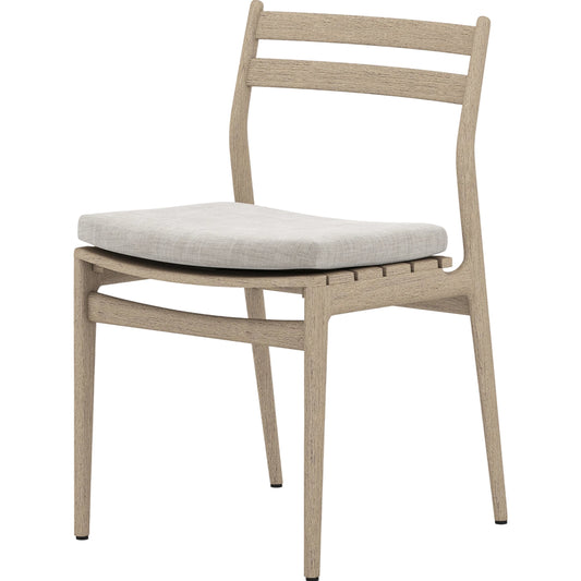 Atherton Outdoor Dining Chair by Four Hands. Made from 100% olefin, solid fsc®-certified teak, 91% polyurethane foam pad, 9% polyester fiber batting in a coastal style.