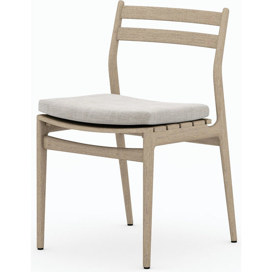 Atherton Outdoor Dining Chair by Four Hands. Made from 100% olefin, solid fsc®-certified teak, 91% polyurethane foam pad, 9% polyester fiber batting in a coastal style.