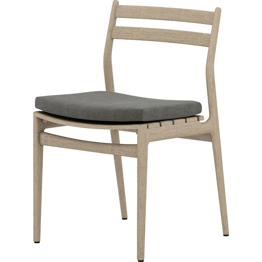 Atherton Outdoor Dining Chair by Four Hands. Made from 100% olefin, solid fsc®-certified teak, 91% polyurethane foam pad, 9% polyester fiber batting in a coastal style.