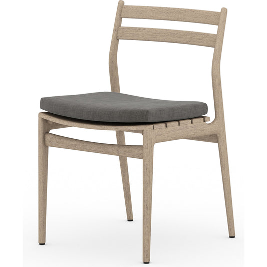 Atherton Outdoor Dining Chair by Four Hands. Made from 100% olefin, solid fsc®-certified teak, 91% polyurethane foam pad, 9% polyester fiber batting in a coastal style.