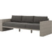 Leroy Outdoor Sofa by Four Hands. Made from 100% olefin, solid teak, 91% polyurethane foam pad, 9% polyester fiber batting in a coastal style.