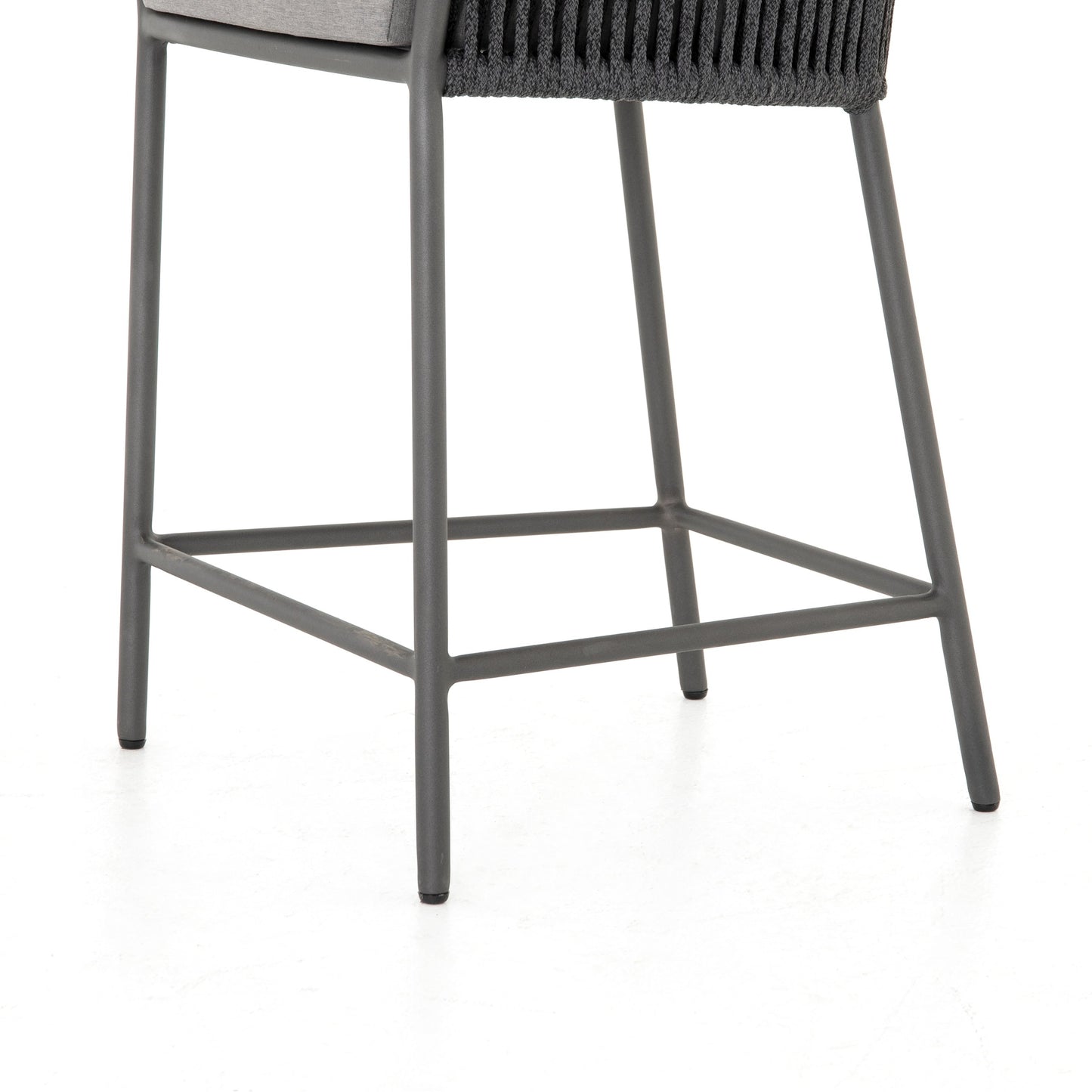 002 SI-1716417 | Additional Silo | Porto Outdoor Counter Stool by Four Hands in charcoal. Made from 100% olefin, aluminum, 100% polypropylene in a modern style.