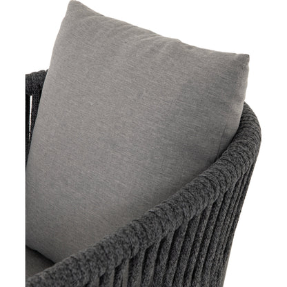 Porto Outdoor Counter Stool by Four Hands in charcoal. Made from 100% olefin, aluminum, 100% polypropylene in a modern style.