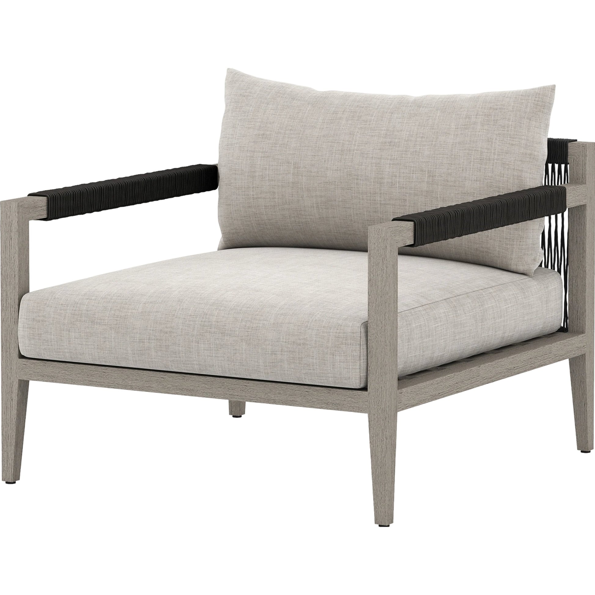 Sherwood Outdoor Chair, Weathered Grey by Four Hands. Made from 100% olefin, solid fsc®-certified teak, 100% polypropylene in a coastal style.