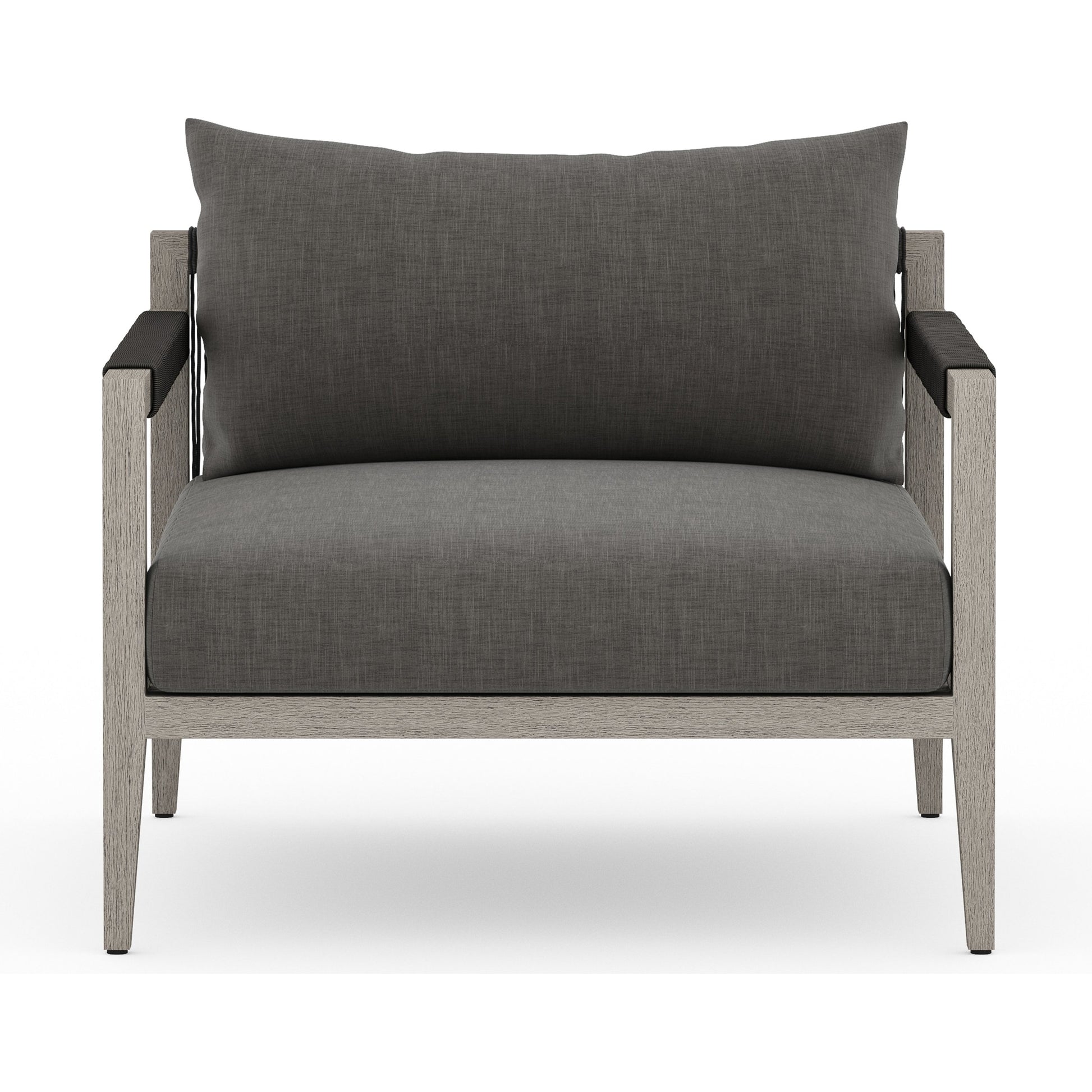 Sherwood Outdoor Chair, Weathered Grey by Four Hands. Made from 100% olefin, solid fsc®-certified teak, 100% polypropylene in a coastal style.