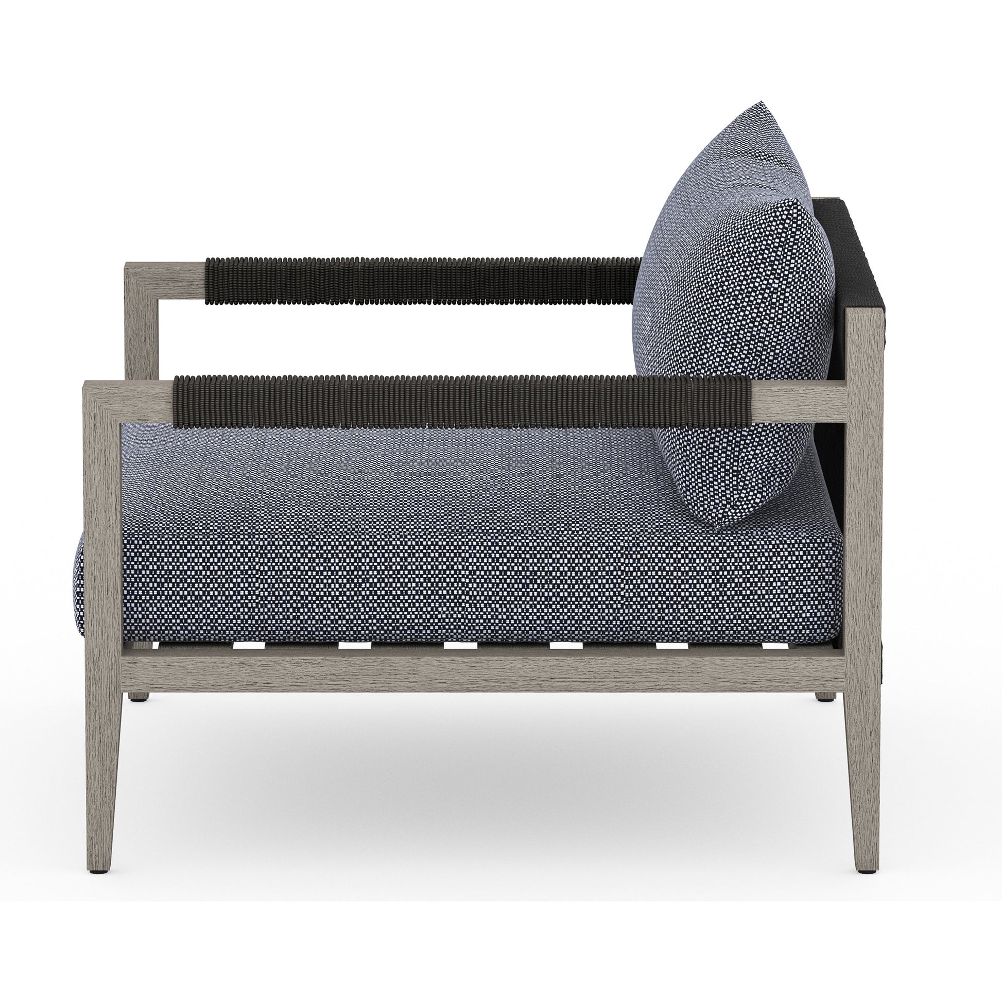 Sherwood Outdoor Chair, Weathered Grey by Four Hands. Made from 100% olefin, solid fsc®-certified teak, 100% polypropylene in a coastal style.