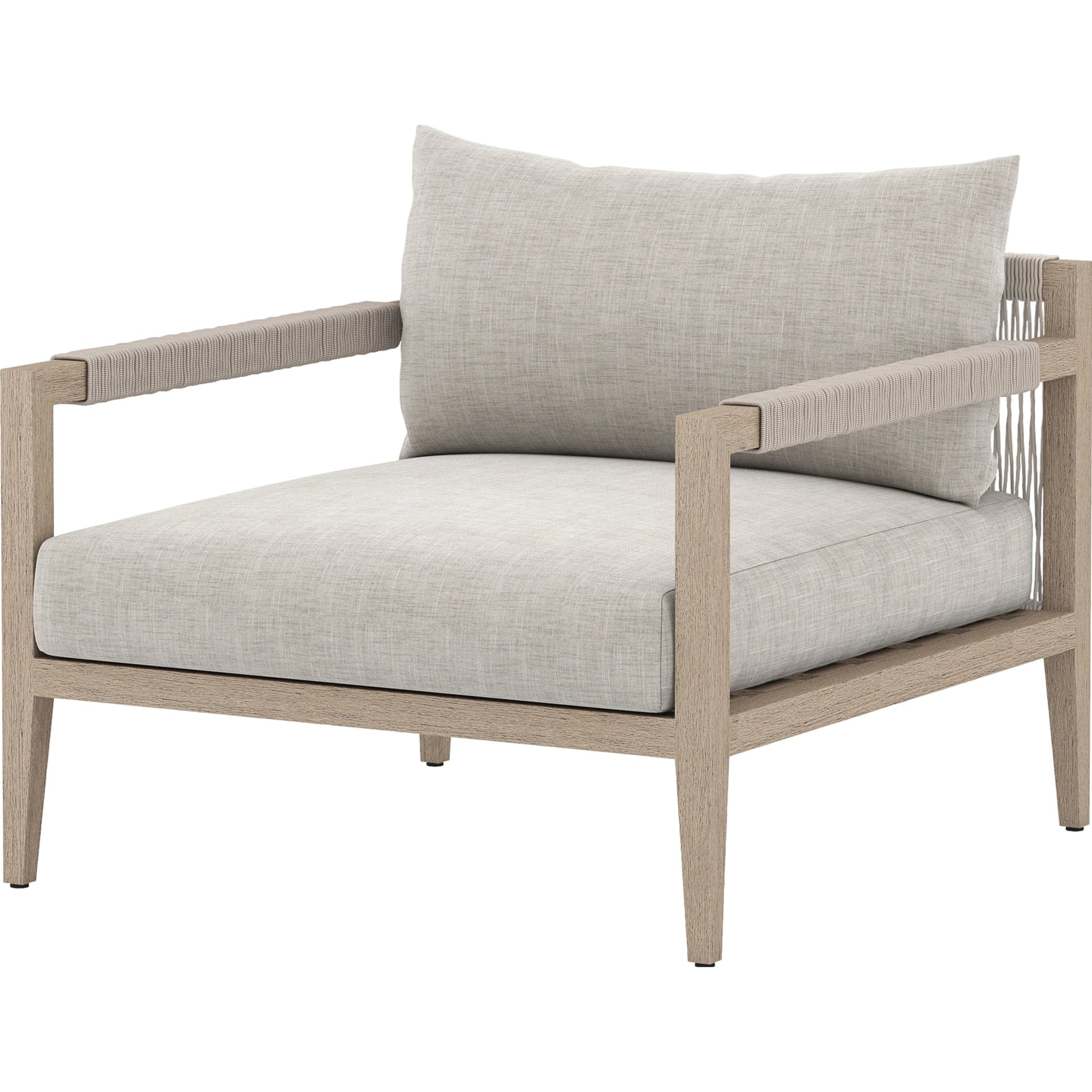 Sherwood Outdoor Chair, Washed Brown by Four Hands. Made from 100% olefin, solid fsc®-certified teak, 100% polypropylene in a coastal style.