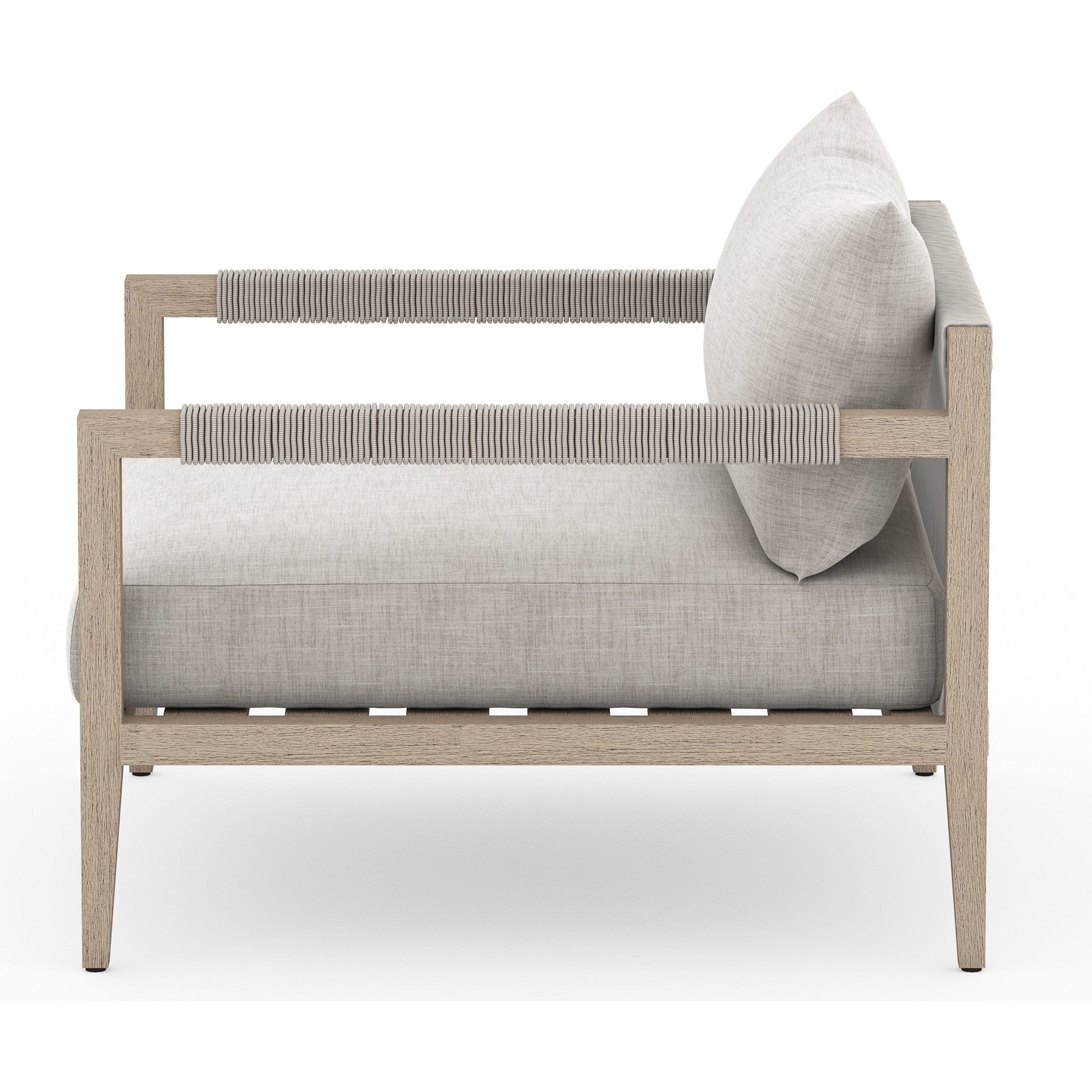 Sherwood Outdoor Chair, Washed Brown by Four Hands. Made from 100% olefin, solid fsc®-certified teak, 100% polypropylene in a coastal style.