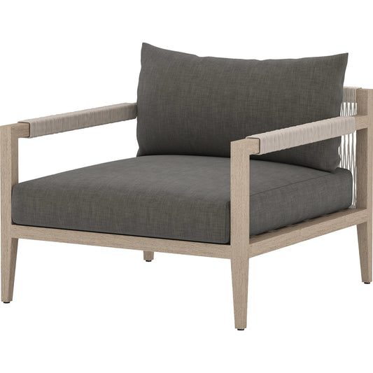 Sherwood Outdoor Chair, Washed Brown by Four Hands. Made from 100% olefin, solid fsc®-certified teak, 100% polypropylene in a coastal style.