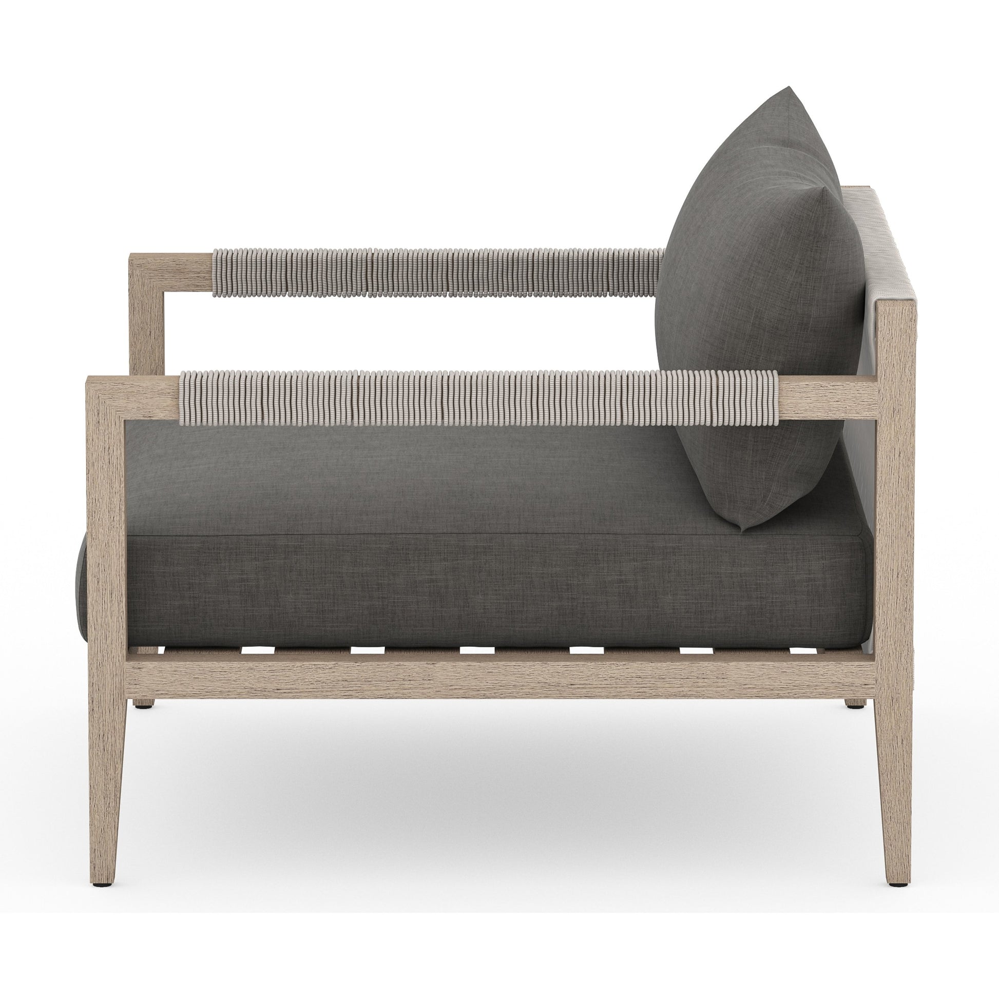 Sherwood Outdoor Chair, Washed Brown by Four Hands. Made from 100% olefin, solid fsc®-certified teak, 100% polypropylene in a coastal style.