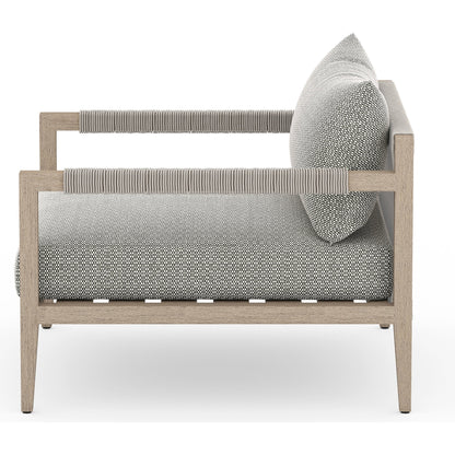 Sherwood Outdoor Chair, Washed Brown by Four Hands. Made from 100% olefin, solid fsc®-certified teak, 100% polypropylene in a coastal style.