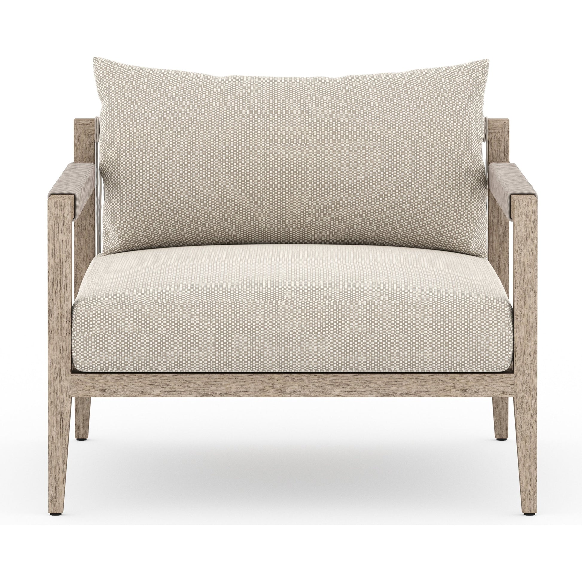 Sherwood Outdoor Chair, Washed Brown by Four Hands. Made from 100% olefin, solid fsc®-certified teak, 100% polypropylene in a coastal style.